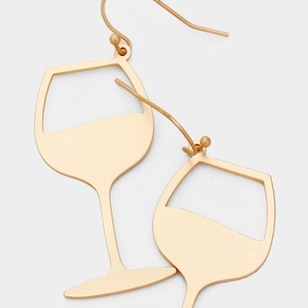 Wine Glass Shaped Metal Earrings